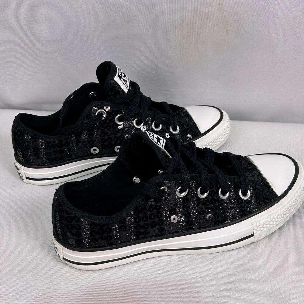 Converse All Star Low Top Black Sequin Sneakers Women’s Size 6